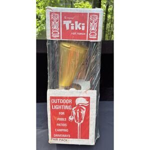 1 Vintage 1960’s MCM Original Tiki Torch Gold in Box Anodized Aluminum NEW!